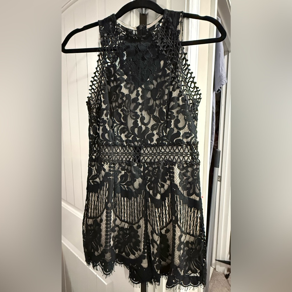 Elegant Black Lace Romper